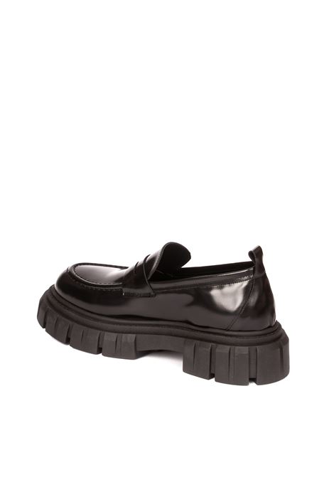 Black maneskin moccasin GISEL MOIRE | MANESKINABRAS-NERO